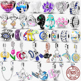 925 Silver Openwork Hearts Crown Charm Bead for Bracelets Bangles DIY
