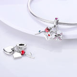 925 Silver Openwork Hearts Crown Charm Bead for Bracelets Bangles DIY