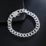 925 Silver Bracelet 10MM Men's Chain Wedding Party Gift