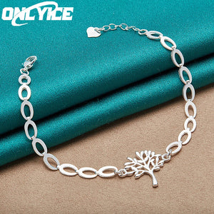 925 Silver Bracelet Women Tree of Life Pendant Chain Wedding Party