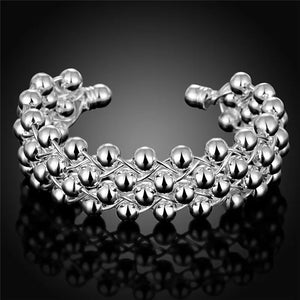 925 Silver Bracelets Grape Beads Bangle Wedding Party Christmas Gift