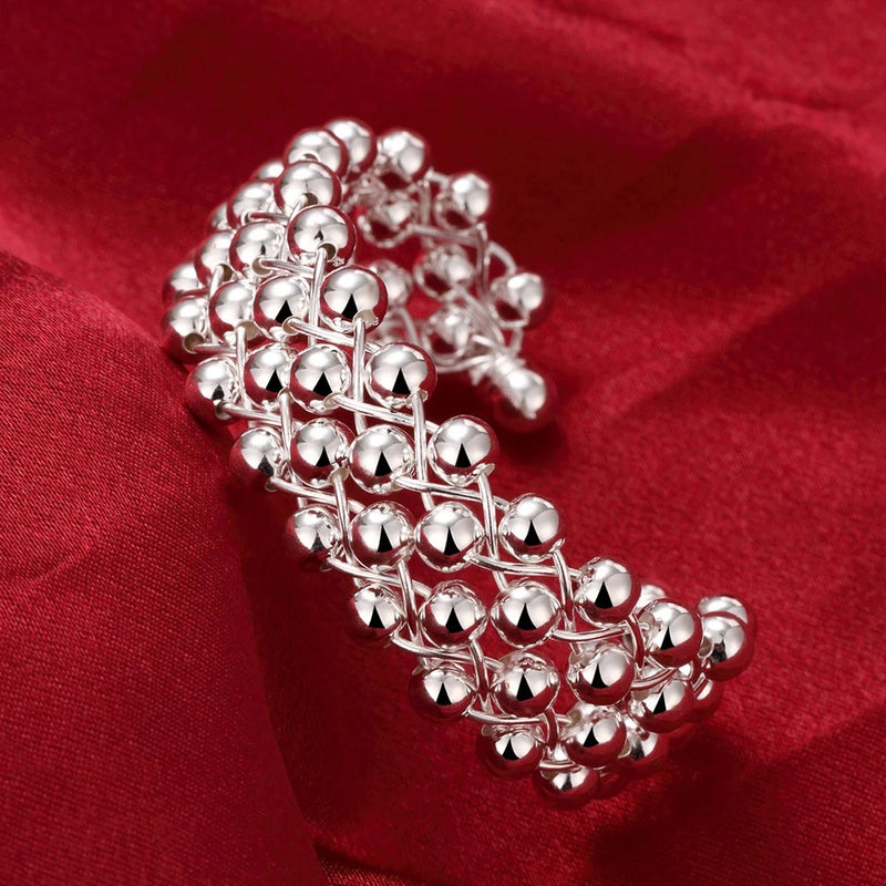 925 Silver Bracelet with Grape Beads Bangle for Women