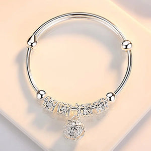 925 Silver Bracelet for Women Hollow Ball Bangle
