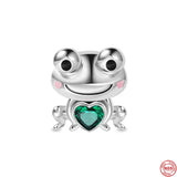 925 Silver Animal Charms Beads Teddy Poodle Frog Bracelet DIY Jewelry