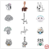 925 Silver Animal Charms Beads Teddy Poodle Frog Bracelet DIY Jewelry