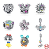 925 Silver Charm Beads Castle, Bees Princess Fit Bracelet