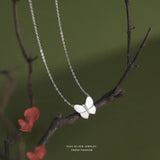 925 Silver Choker Necklace Shell Butterfly Pendant Girl Gift