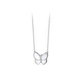 925 Silver Choker Necklace Shell Butterfly Pendant Girl Gift