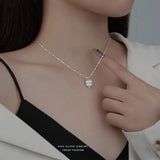 925 Silver Choker Necklaces Shell Four Clovers Pendants Girl Gift