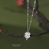 925 Silver Choker Necklaces Shell Four Clovers Pendants Girl Gift