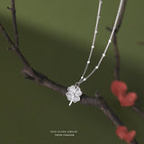 925 Silver Choker Necklaces Shell Four Clovers Pendants Girl Gift