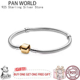 925 Silver Classic Cylindrical Button Women's Pan Bracelet
