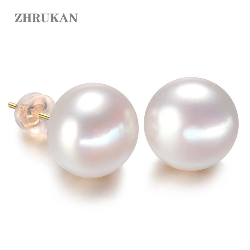 925 Silver Freshwater Pearl Stud Earrings Gift