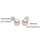 925 Silver Freshwater Pearl Stud Earrings Gift