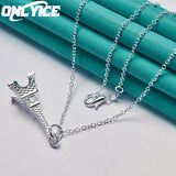 925 Silver Eiffel Tower Pendant Necklace with 16-30 Inch Chain