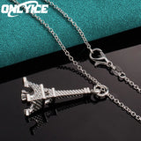 925 Silver Eiffel Tower Pendant Necklace with 16-30 Inch Chain