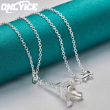 925 Silver Eiffel Tower Pendant Necklace with 16-30 Inch Chain
