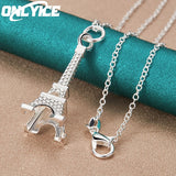 925 Silver Eiffel Tower Pendant Necklace with 16-30 Inch Chain