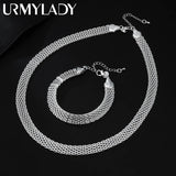 925 Silver Creativity Net Chain Bracelet & Necklace Set