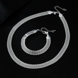 925 Silver Creativity Net Chain Bracelet & Necklace Set