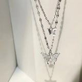 925 Silver Butterfly Pendant Choker Gift Women NK07