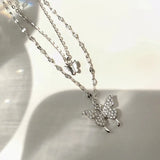925 Silver Butterfly Pendant Choker Gift Women NK07