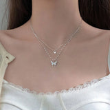 925 Silver Butterfly Pendant Choker Gift Women NK07