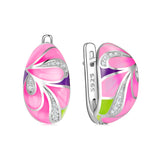 925 Silver Enamel Flower Stud Earrings Wedding Jewelry