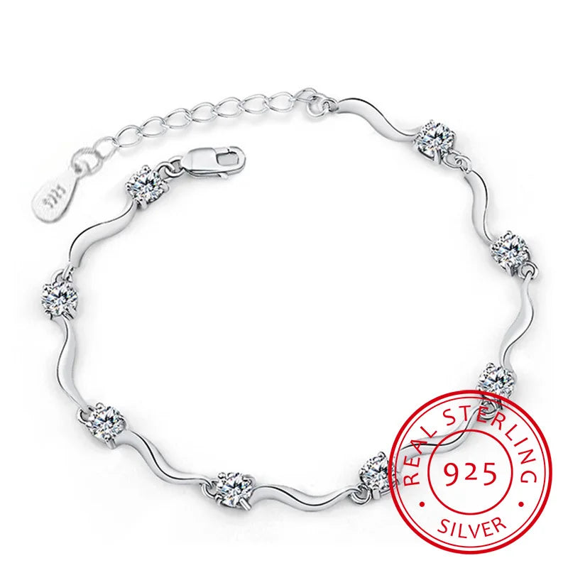 925 Silver Crystal Zirconia Bracelet for Women