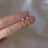 925 Silver European Style 14k Earrings For Women Olive Branch Leaf Sweet Jewelry