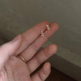 925 Silver European Style 14k Earrings For Women Olive Branch Leaf Sweet Jewelry