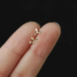 925 Silver European Style 14k Earrings For Women Olive Branch Leaf Sweet Jewelry