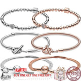 925 Silver Beaded T Bracelet for Women