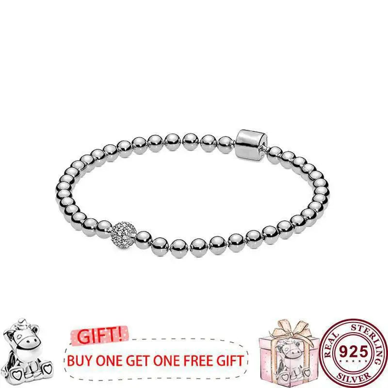 925 Silver Beaded T Bracelet for Women