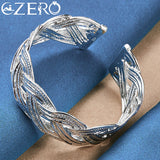 925 Sterling Silver Braided Bangle Bracelet for Women Wedding Party Jewelry