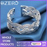 925 Sterling Silver Braided Bangle Bracelet for Women Wedding Party Jewelry