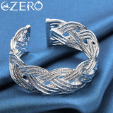 925 Sterling Silver Braided Bangle Bracelet for Women Wedding Party Jewelry