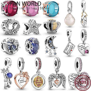 925 Silver Zircon Star Charm for Women, Bracelet Jewelry