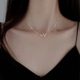 925 Sterling Silver Wave Pendant Necklace with Zircon Stones