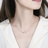 925 Sterling Silver Wave Pendant Necklace with Zircon Stones