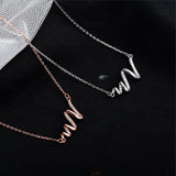 925 Sterling Silver Wave Pendant Necklace with Zircon Stones