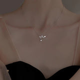 925 Silver Geometric Zircon Pendant Necklace Women Jewelry