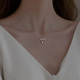 925 Silver Geometric Zircon Pendant Necklace Women Jewelry