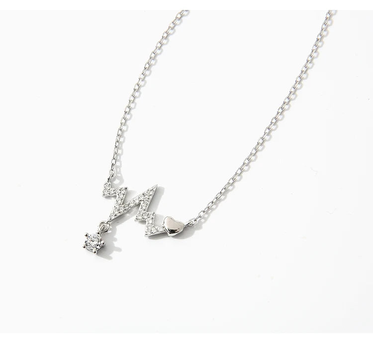 925 Silver Geometric Zircon Pendant Necklace Women Jewelry