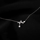 925 Silver Geometric Zircon Pendant Necklace Women Jewelry