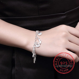 925 Silver High-heeled Shoes Bag Charms Bracelets Fine Jewelry