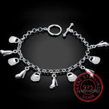 925 Silver High-heeled Shoes Bag Charms Bracelets Fine Jewelry