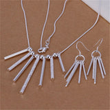 925 Silver Jewelry Sets Classic Earrings Stud Necklace 18 Inch Party Wedding