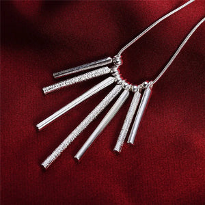 925 Silver Jewelry Sets Classic Earrings Stud Necklace 18 Inch Party Wedding