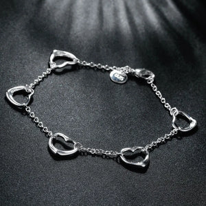 925 Sterling Silver LOVE 5 Hearts Jewelry Set for Women